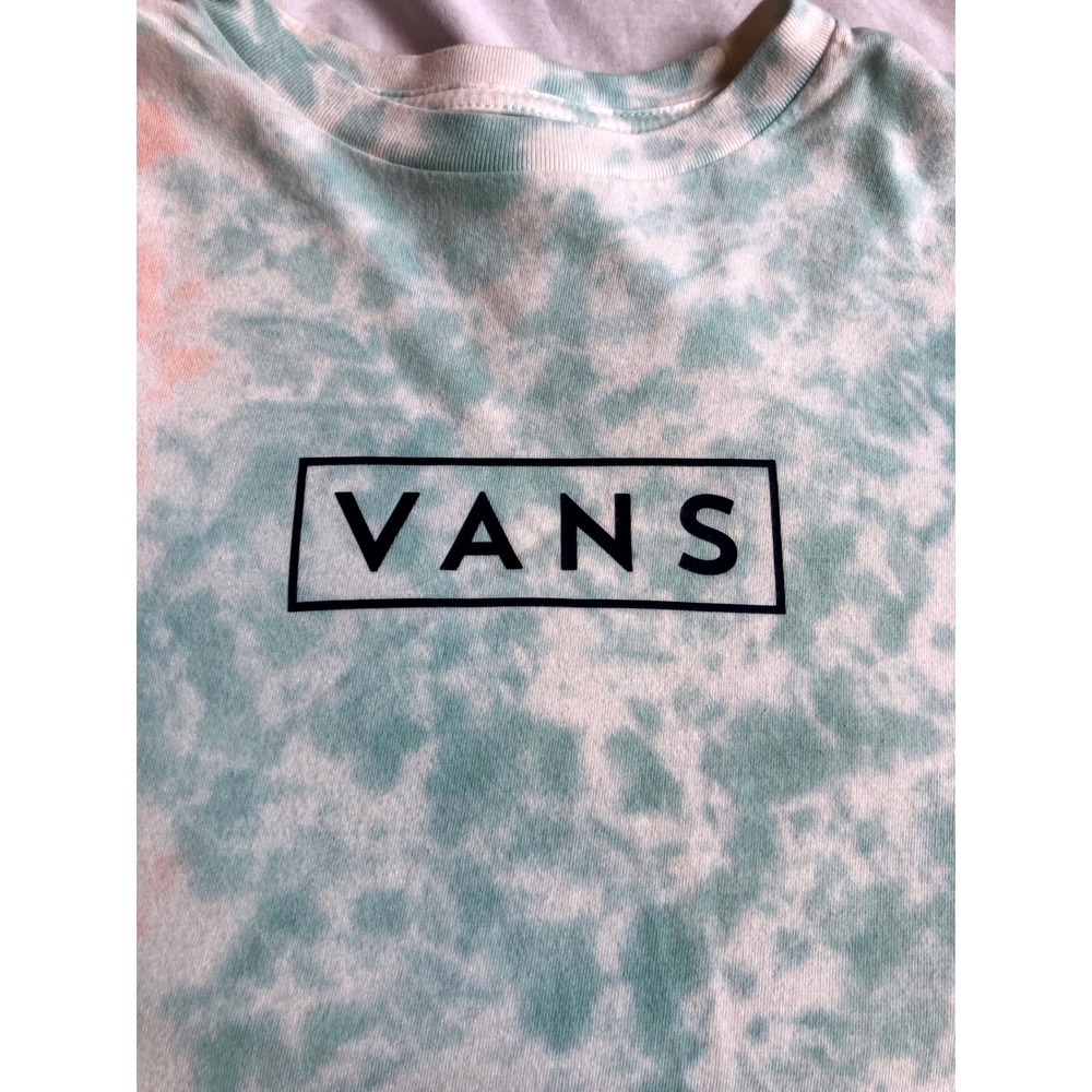 Vans Kids Classic Fit Tie Dye T-Shirt - Peach & Aqua Blue - Box Logo Graphic
